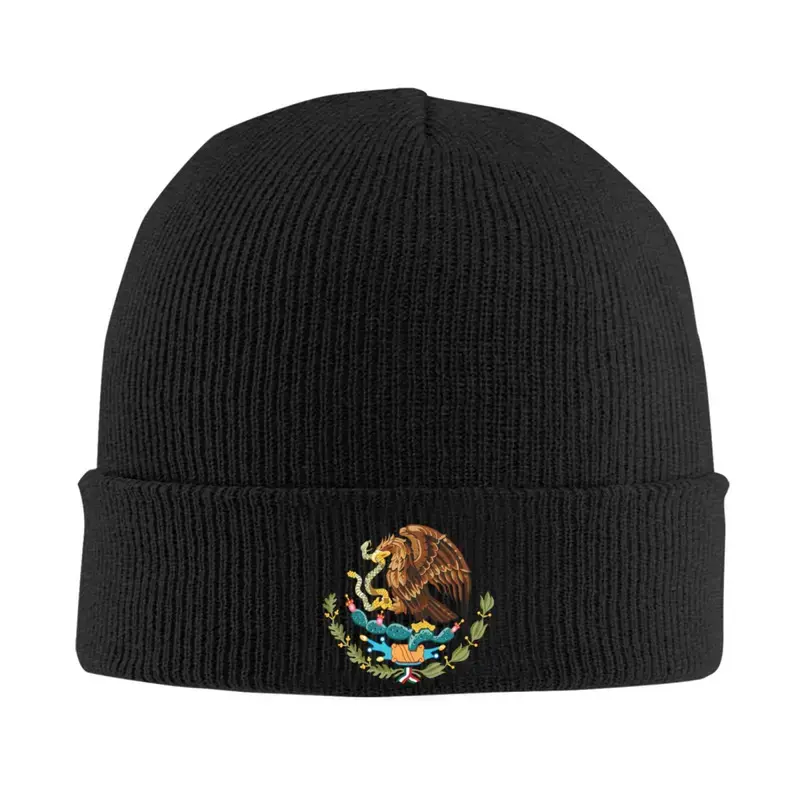 Mexico Flag Knitted Hat with Eagle, Cactus, and National Emblem - Unisex Soft Warm Knitted Hat - Mexican Traditional Pride, Casual Outdoor Winter Hat (Mexico Colors)