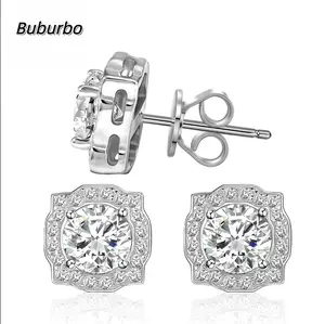 【Buburbo】Luxury Moissanite Stud Earrings, S925 Sterling Silver Round VVS Synthetic Diamond Earrings, Perfect Birthday Mother's Day Christmas Gift for Men Women, Ideal for Wedding & Daily Wear