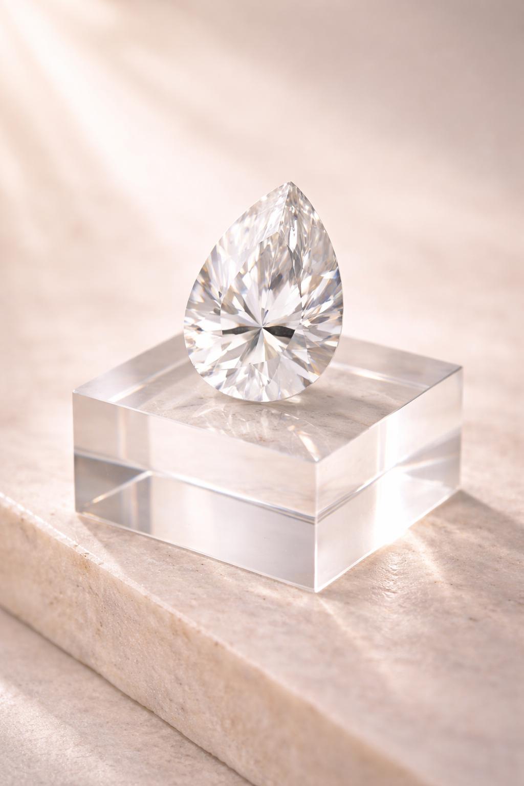 Pear-shaped natural diamond and sapphire diamond set with a certificate included