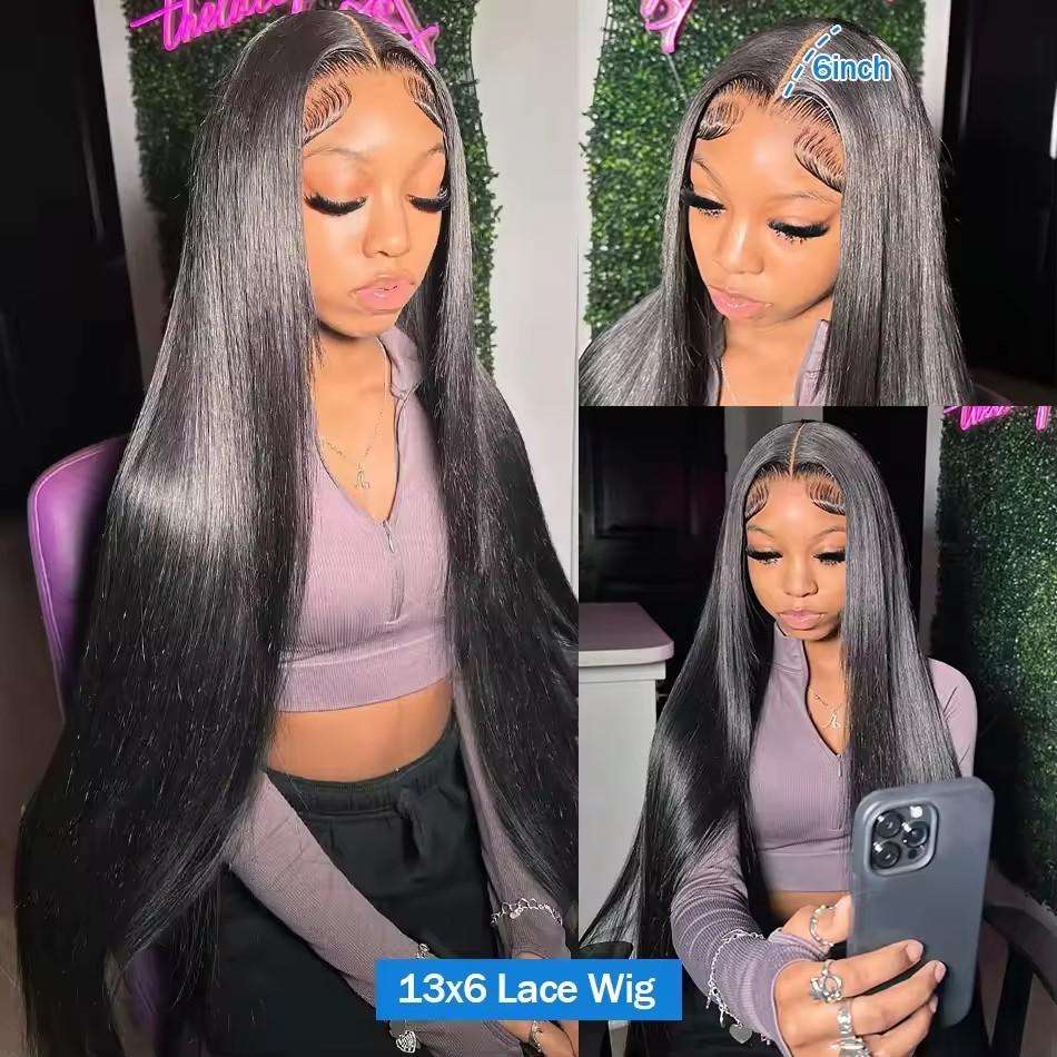 Bling Hair 30 36 Inch Bone Straight Human Hair Wigs 13x6 HD Transparent Lace Frontal Wig 210 Density For Women Pre Plucked Brazilian Lace Human Hair Wig