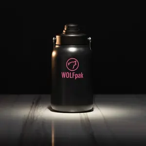 64oz Flask Black Pink Letters