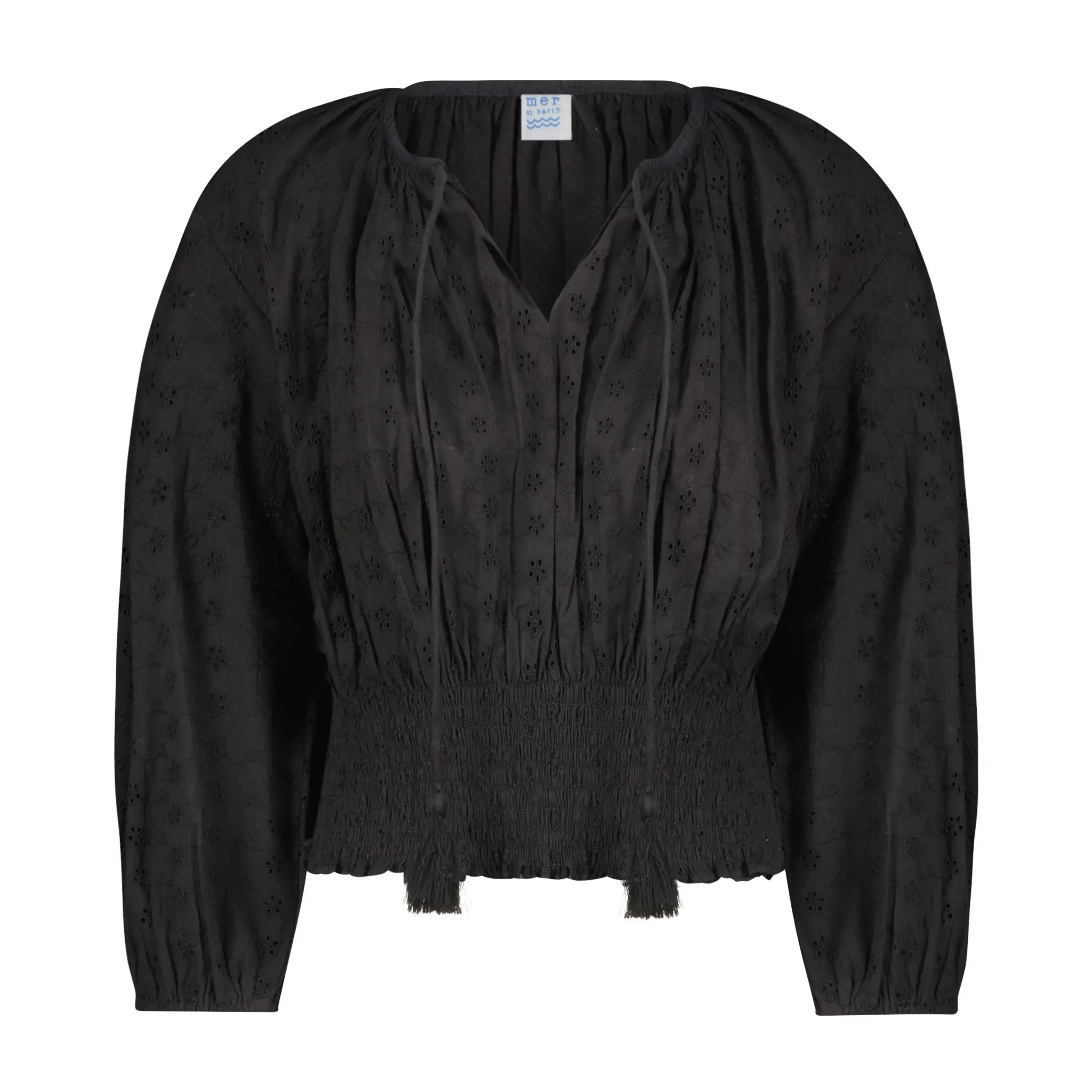 Lola Women's Blouse Black Eyelet