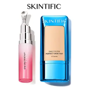 SKINTIFIC Daily Glow Combo - Perfect Skin Tint + Peptide Lip Serum | 30s Flawless 10H No-Cakey Wear + Brighten Dark Lips | Squalane, Panthenol, Vit C, Breathable Tinted Skincare, Lip Treatment, Viral Beauty