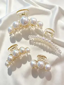 4pcs Pearl Hair Clips for Women Elegant and Luxurious Style Perfect for Daily hair pin Updos and Commute Hairstyles Soft and Chic Design Pearl Claw Clip Fashion Hair Accessories