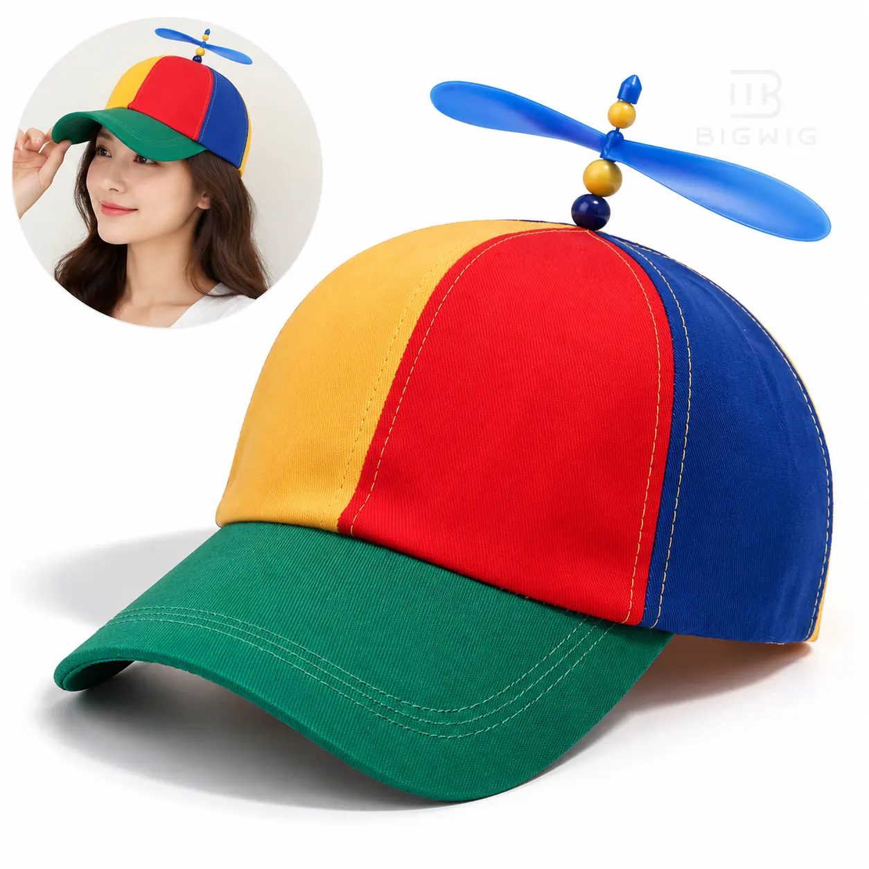 Unisex Rainbow Propeller Baseball Cap - Vibrant Cotton, Adjustable Spinny Blade, Lightweight, Playful, Custom Fit, All Seasons, Women's Hat, Casual Party Birthday Beach Accessory,outdoorfun