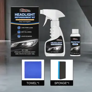 Headlight Refurbishment Kit, Clean and Care for Yellowed and Scratched Car Lights, No Marks, Includes Refurbishment and Coating Agents, Easy to Use Without Tools