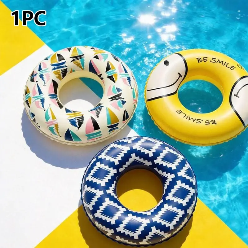 1pc Inflatable Swimming Ring, Fashionable Design, Perfect for Summer Beaches and Pool Parties, Ideal Swimming Floatation Device, Inflatable Circle, Swimming Accessories