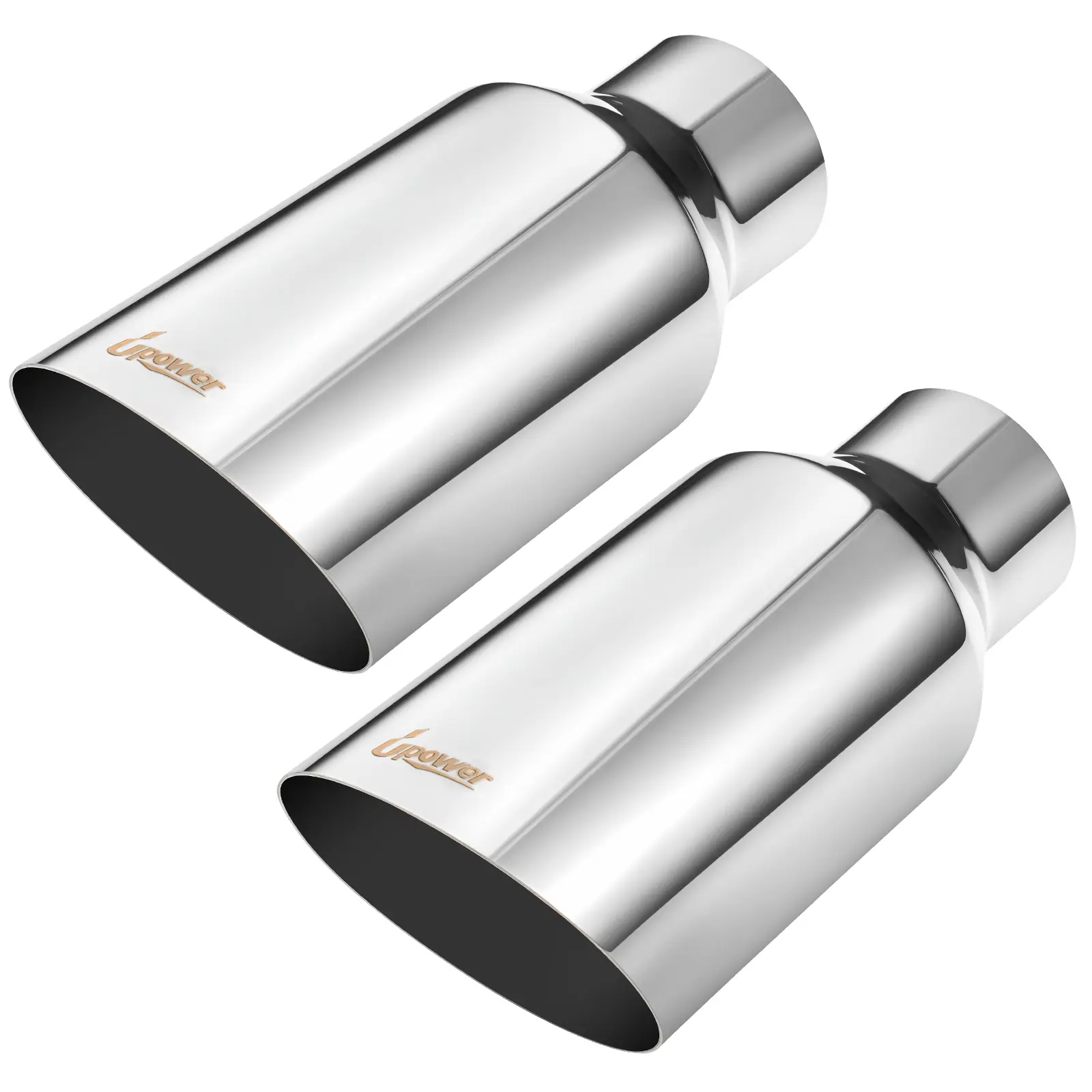Upower Pack of 2 Exhaust Tip 2.5 inch Inlet 4 inch Outlet 9" Long Stainless Steel Chrome Polished Diesel Exhaust Tip