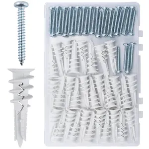 [New Deal] 60PCS Self Drilling Drywall Anchors and #8 Screws, Wall Anchors for Drywall Heavy Duty Holds Upto 75LB, No Pre Drill Hole Required, Dry Wall Screws and Anchors Kit Self-Drilling Expansion Anchors