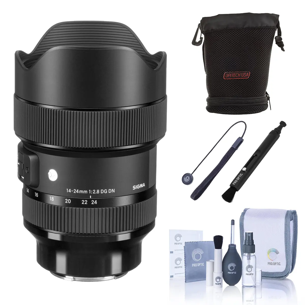 Sigma 14-24mm f/2.8 DG DN ART Lens for Sony E, Bundle with, Cleaning Kit, Lens Cap Tether, Lenscase, Lens Cleaner