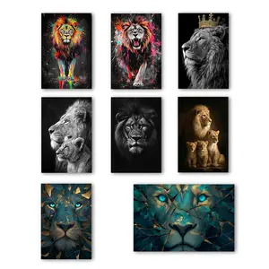 Abstract Lion Canvas Art Posters And Prints, Living Room Decor, Wall Art Decor