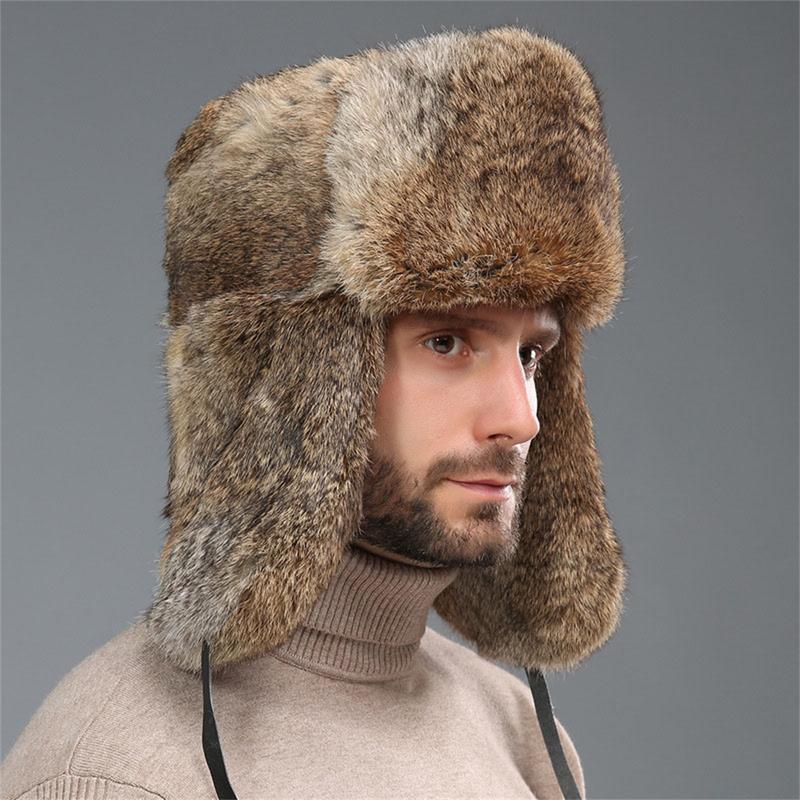 Faux Fur Trooper Hat Winter Trapper Hat Windproof Warm Hats with Earflaps Headwear for Men Cold Weather Skiing
