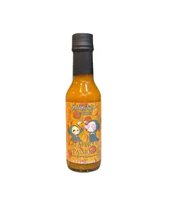 Savory Baba Reaper's Passion Hot Sauce. Passion Fruit and Carolina Reaper Hot Sauce. Natural Ingredients, No additives, No Added Sugar