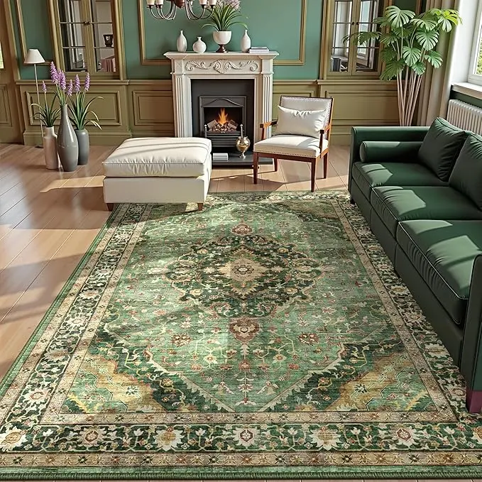 Boho Vintage Area Rugs  Low Pile Rugs Bedroom Washable Large Foldable Carpet for Living Room Nursery Room Dorm Kids Playroom Home Office summerwins
