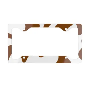 Stylish Metal License Plate Frame, Cow Print Car Accessory, Personalized Gift for Animal Lovers, Unique Home Decor, Custom Message Option