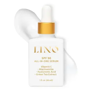Lino's All-In-One Serum with SPF 50, Vitamin C, Niacinamide, Hyaluronic Acid, and Green Tea Extract for Radiant Skin Care - Daily Moisturizer Lightweight Primer Hydrating