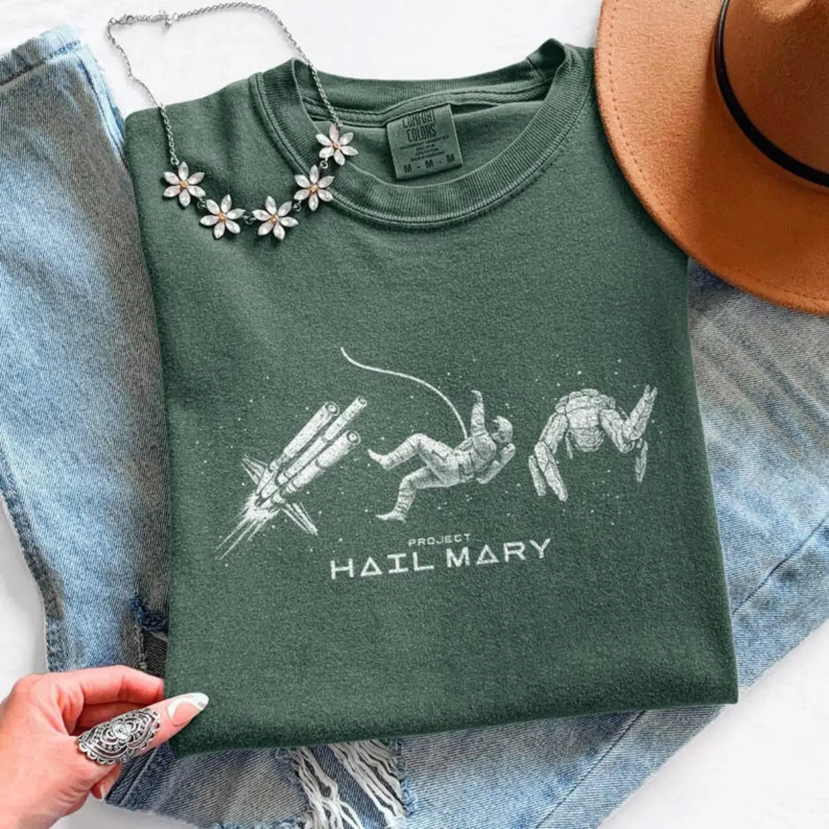 Comfort Colors Minimalist Space Line Art Shirt Project Hail Mary, Spaceship Astronaut Rocky Graphic Tee, Sci-Fi Reader Style, Fan Gift shirt
