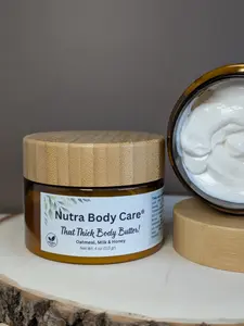 Nutra Body Care "That Thick Body Butter" - Oatmeal, Milk & Honey - 4 oz Moisturizing Cream with Aloe, Coconut & Shea for All Skin Types - Moisture, Lotions
