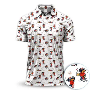 Funny Patriotic Golf Polo Shirt – USA Dachshund Dog Beer Fireworks 4th of July Men’s Golf Gift
