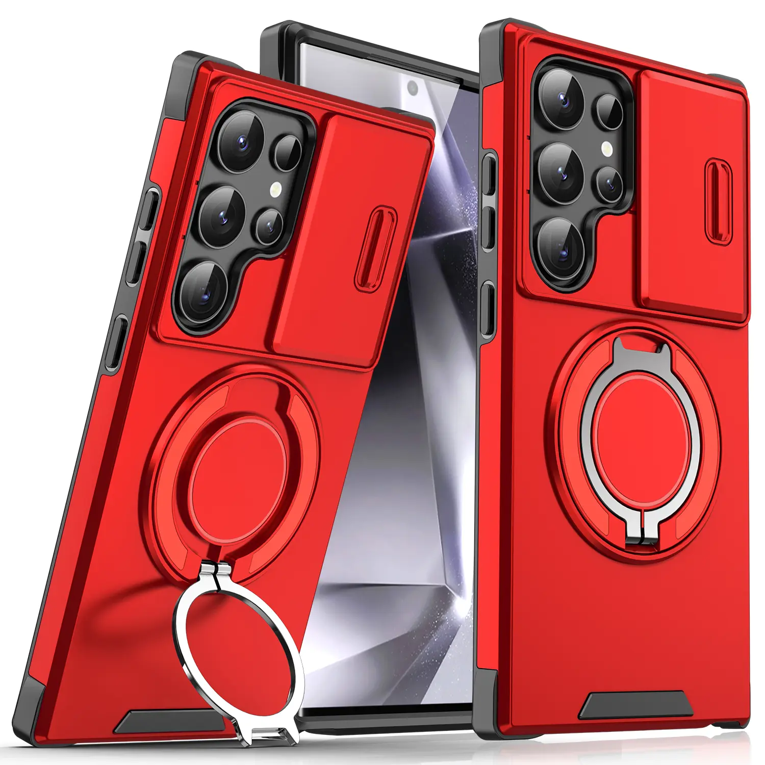 #SummerVibes [Free!!Ship!] Shockproof Sliding Camera Cover Case for Samsung Galaxy S26 Ultra S25 S24 S23 S22 S21 MagSafe Phone Cover with Rotating Ring Stand Drop-Resistant Phone Bumper