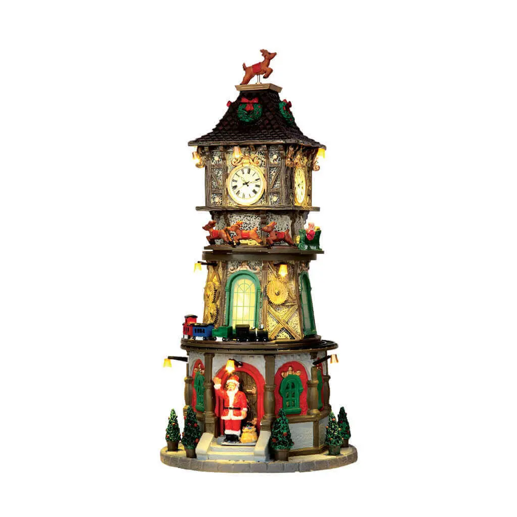 Lemax Christmas Clock Tower Sights and Sounds Animated Building #45735