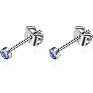 G23 Titanium Studs Earrings Hypoallergenic Earrings Women Stud Earrings Nickel Free Dainty Earrings for Sensitive Ears 3mm/4mm/5mm Stone Size Options