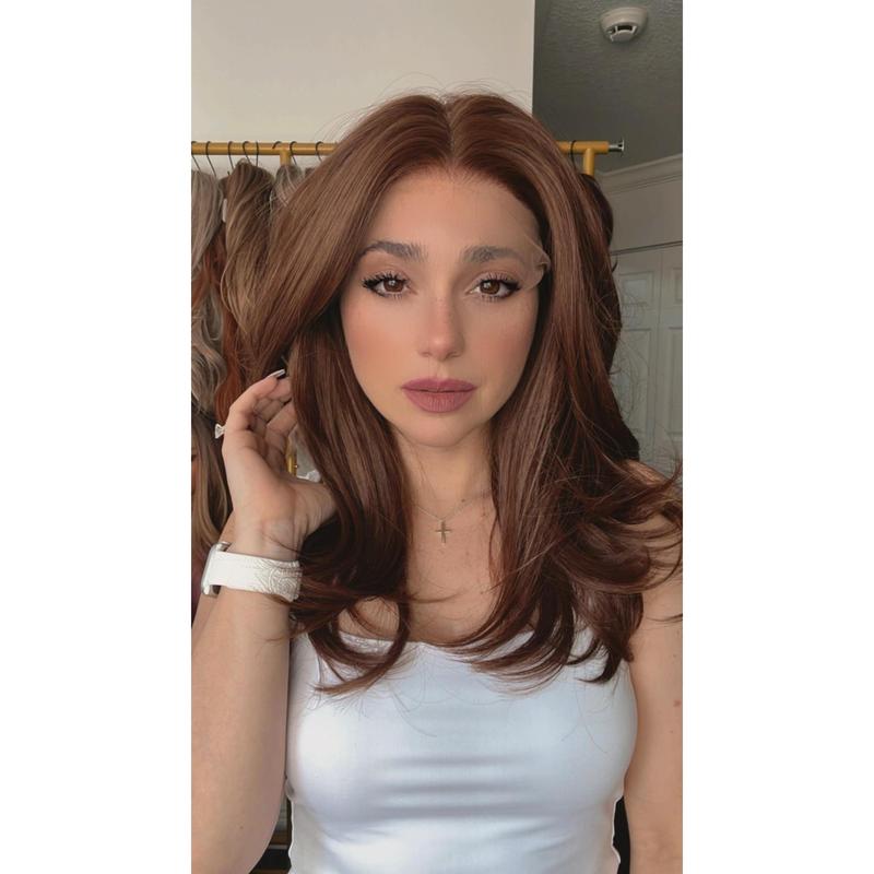 EllaRae | Gianna Style Wig | Lace Front Mid-Length Layered Light Cherry Brown Wig