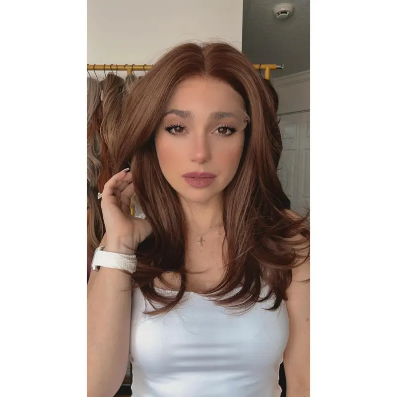 EllaRae | Gianna Style Wig | Lace Front Mid-Length Layered Light Cherry Brown Wig