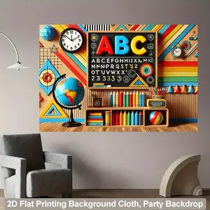 2D Flat Printing Backdrop Banner 1pc, Classroom Blackboard Books And Globe Fabric Wall Covering, Background Cloth for Living Room, Bedroom, Office, and Outdoor Decor, Ideal for Parties and Holiday Gifts, 243.84x182.88cm