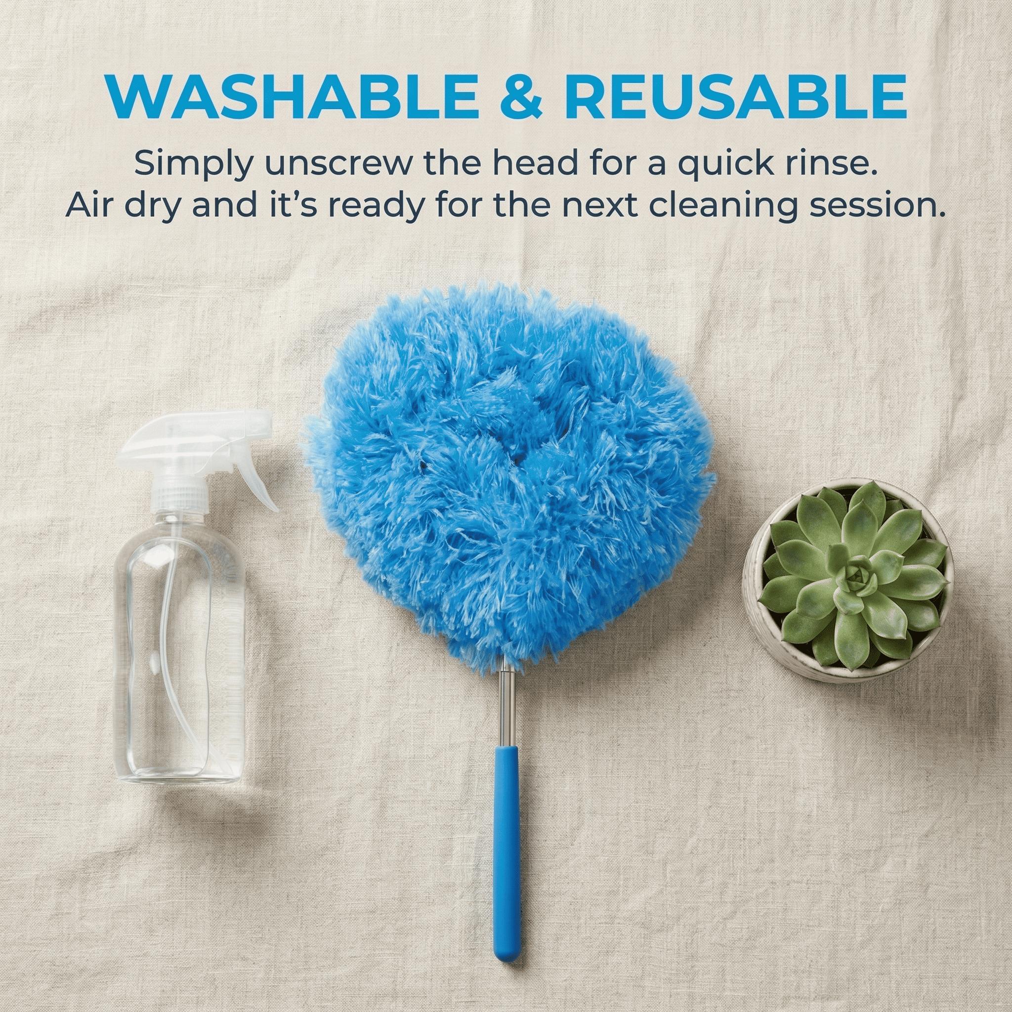 Ceiling Fan & Household Dust Buster Orange Microfiber Duster with Extension Pole for Summer Fall Cleaning Lightweight Reusable Eco-Friendly Allergen Remover