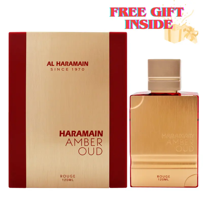 Al Haramain Amber Oud Rouge 120ml EDP Spray Exotic Amber Oud Aqua Fragrance with Rosemary & Musk Notes Since 1970 Lovers Bundle