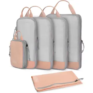 6 Set/ 4 Set/ 2 Set Compression Packing Cubes Travel Essentials Lightweight Nylon Luggage Suitcase Organizer Bag Light  6 count