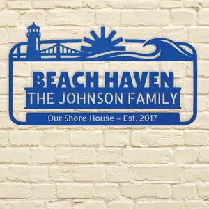 Personalized Beach Haven, NJ Metal Shore House Sign