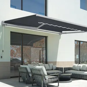 MCombo Manual Retractable Patio Awning, UV-Resistant Sun Shade for Deck, Door, Window, Balcony
