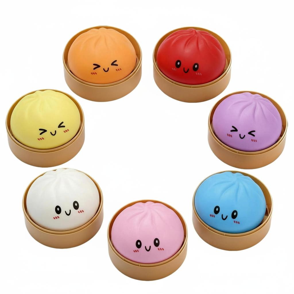 TPR Squishy Toy Realistic Steamed Bun Pinch Toy Stress Relief Creative Novelty Squeeze Toy for Desk Office