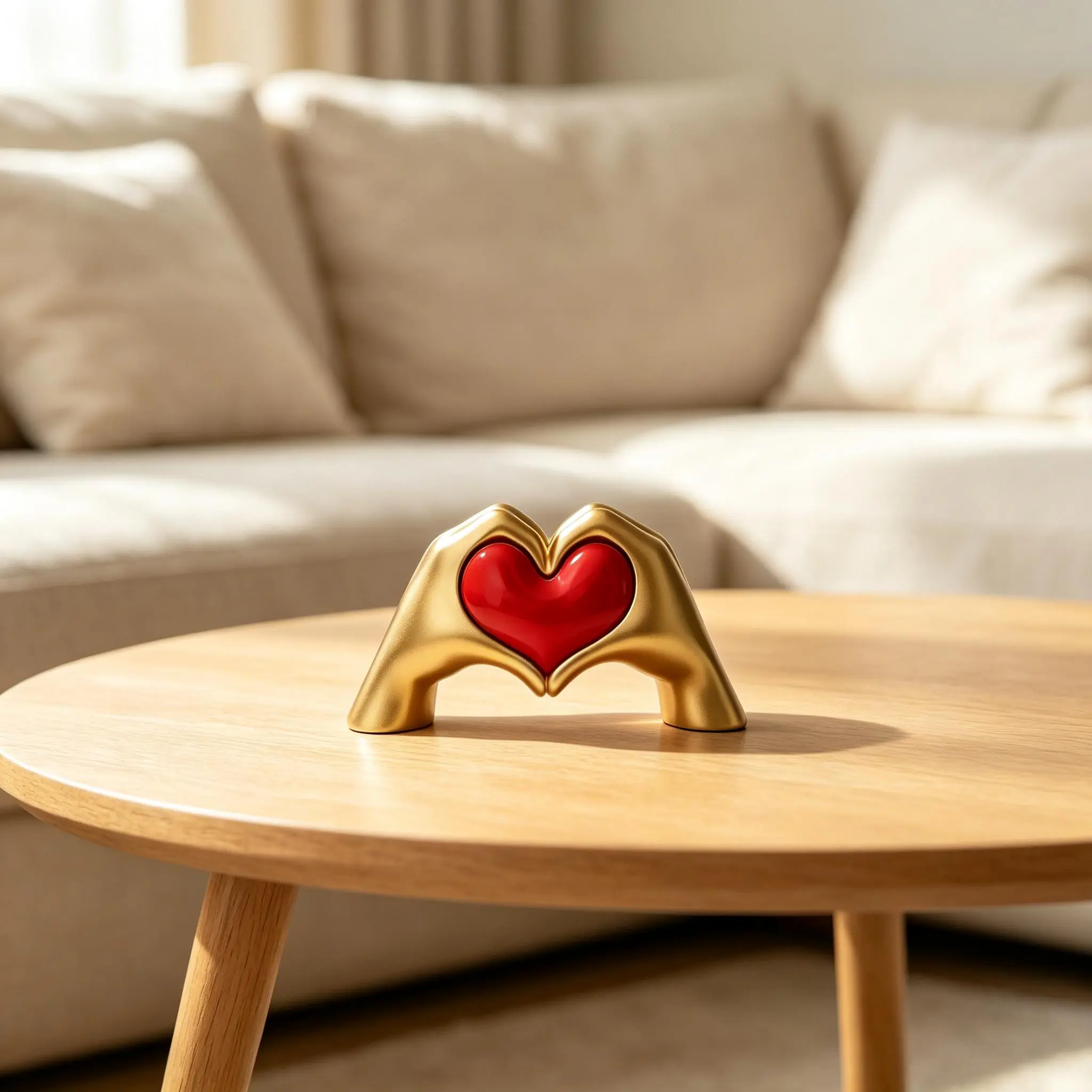 Golden handholding heart-shaped creative resin decorative item, entrance hall desk soft furnishing, anniversary heartfelt craft item