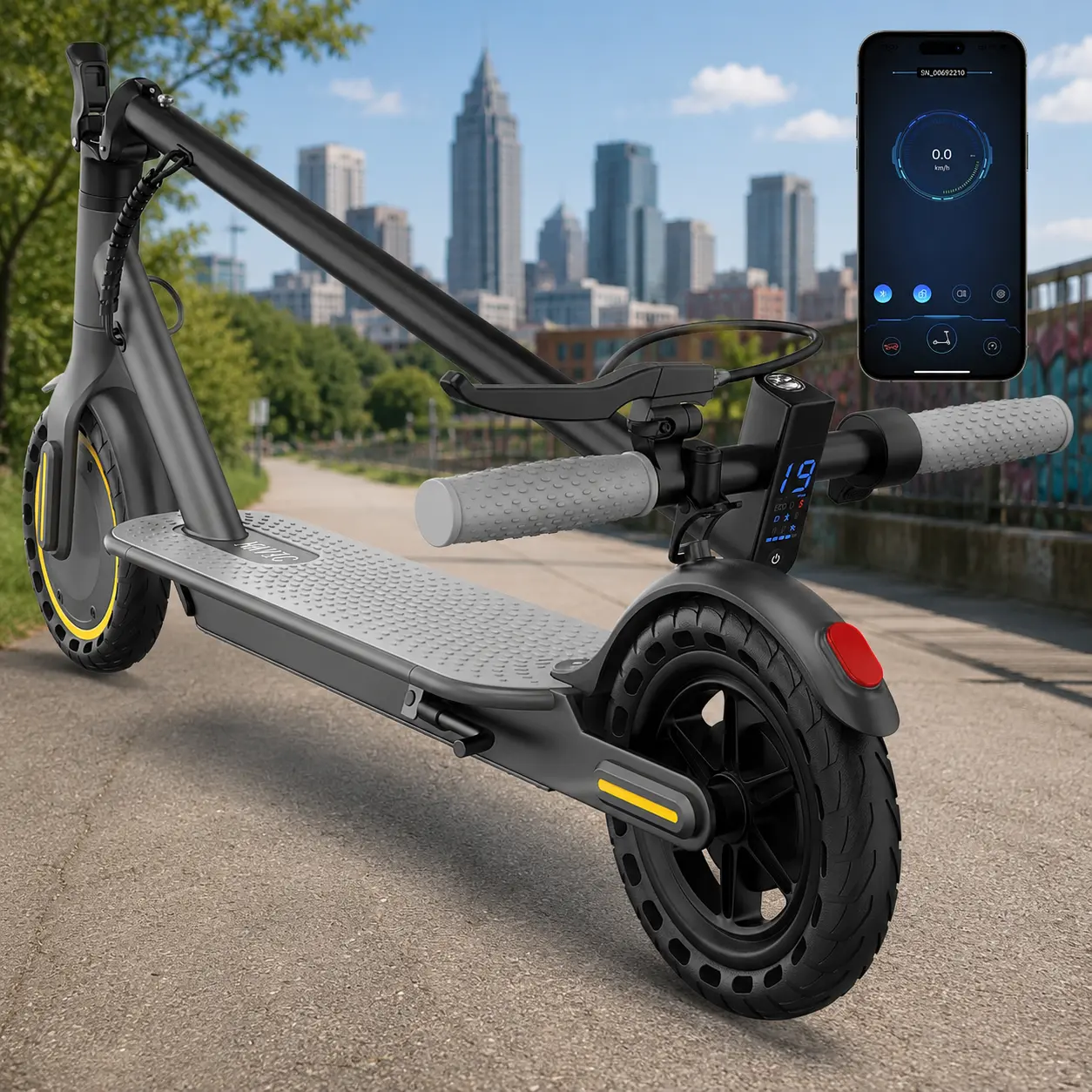 Adult Foldable Electric Scooter 3s Quick Fold | 22 Miles Long Range E-Scooter Dual Braking System Urban Daily Commute Kick Scoote