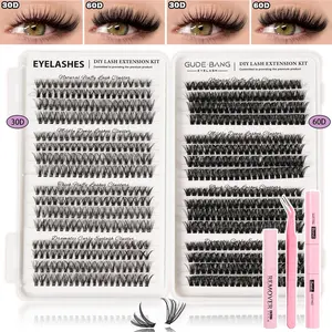 30D/60D False Eyelashes, Mixed Length D Curl, Fluffy Dense Lash Set, Includes Glue, Tweezers, Remover, Makeup Gift, Lightweight Lash Kit