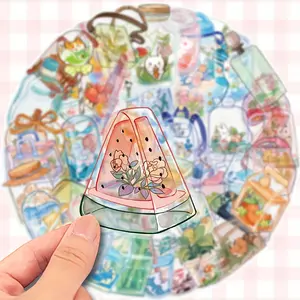 50pcs Vibrant Transparent Vinyl Stickers - Perfect for Water Bottles, Laptops, Helmets & More - Ideal for Parties & Events