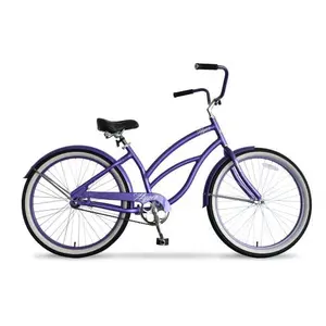 26" Women's Beach Cruiser Bike, Single-Speed Aluminum Frame, Coaster Brake, Purple, Ages 13+