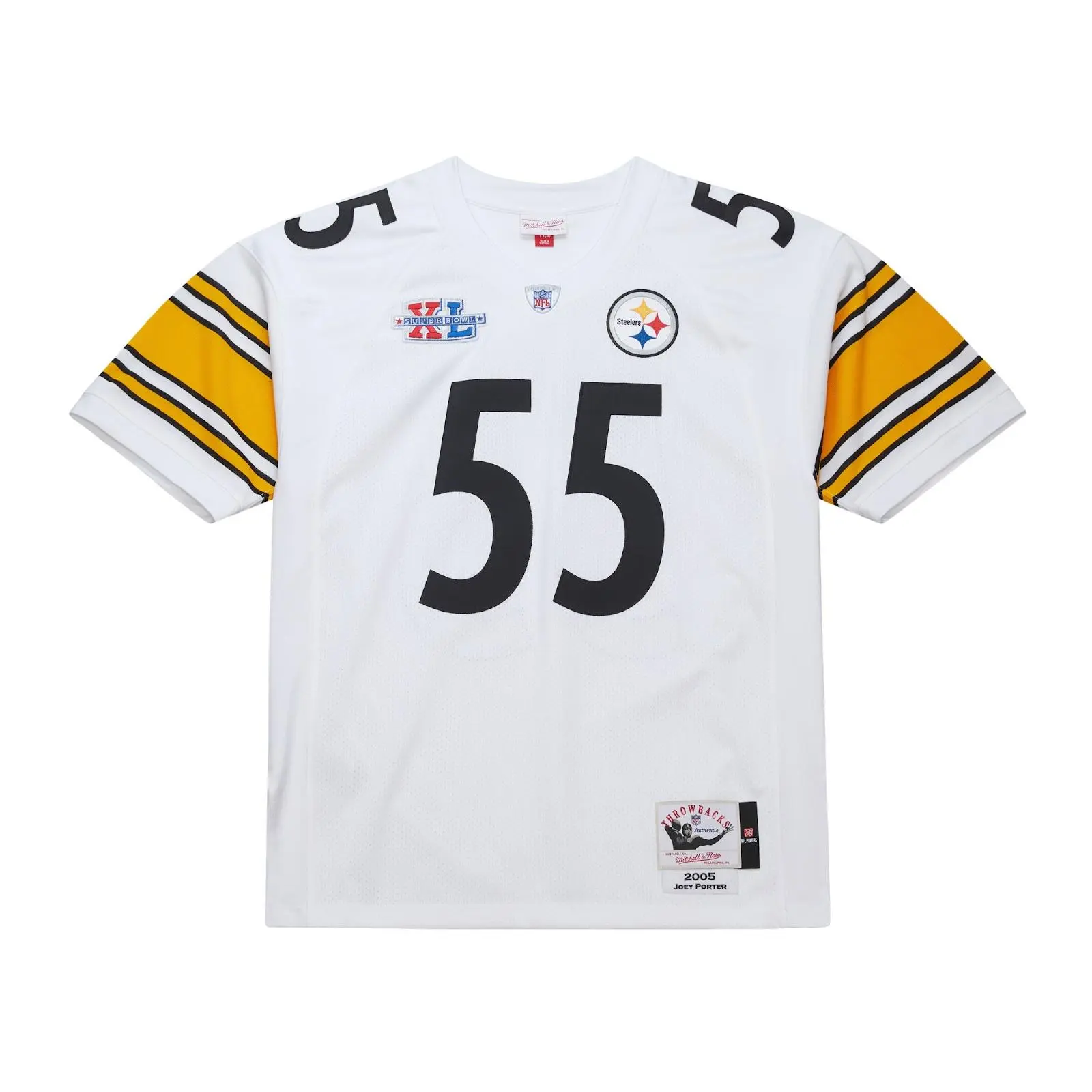 Joey Porter Pittsburgh Steelers 2005 White Authentic Jersey NFL Throwback Mitchell & Ness