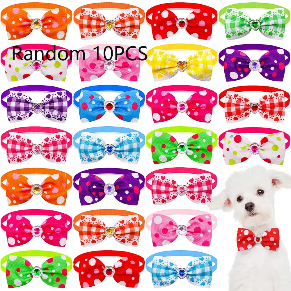10pcs Dog Bow Collars, Dress Your Dog in Rainbow, Fancy Bow Accessories, Pet Fashion, Stylish Dog Collar Decorations, Pomeranian Accessories