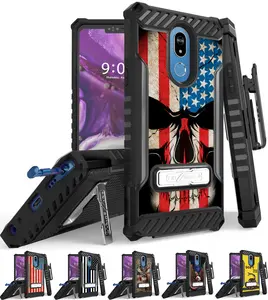 Tri-Shield [PATRIOTIC SERIES] Rugged Case Metal Kickstand Cover + Belt Clip Holster [USA PRIDE DESIGN] for LG Stylo 5, Stylus-5