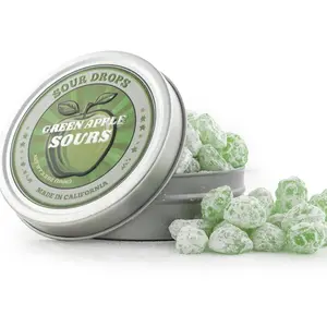 Sour Drops Green Apple Sours Hard Candy Sweet Snack Tangy Made in California 90s Style Tartness & Refreshing Flavor