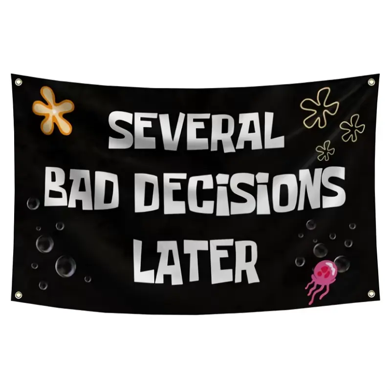 3x5Ft Funny "Several Bad Decisions Later" Letters Wall Hanging Tapestry with 4 Grommets & Double Stitch, Home Supplies, Living Room Wall Decor, Dorm Room Inspo, College Dorm Back to School Accessories