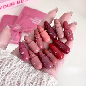 12-color capsule set mini matte lipstick, natural color display and less likely to stain the rim of the cup, portable travel lipstick gift box, essential makeup for students' commutes, birthday present and small gift for best friends Cosmetic