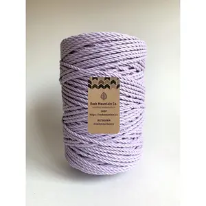 4mm 3 Ply Macrame Cord 3 Strand Twisted Cotton Craft Rope - Light Purple Fiber Art String