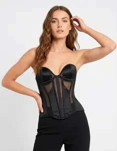 DESIRE Elegant Corset with Sheer Mesh Design and Strapless Style for Women