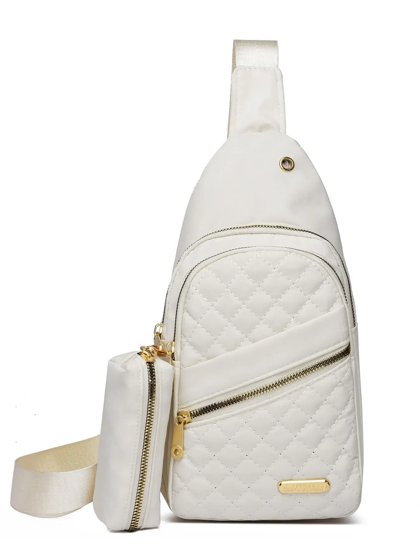 Women's 2pcs Solid Color Quilted Pattern Sling Bag & Coin Purse Set, Casual Sporty Phone Wallet Bag Set, All-match Commuter Bag for Daily Used