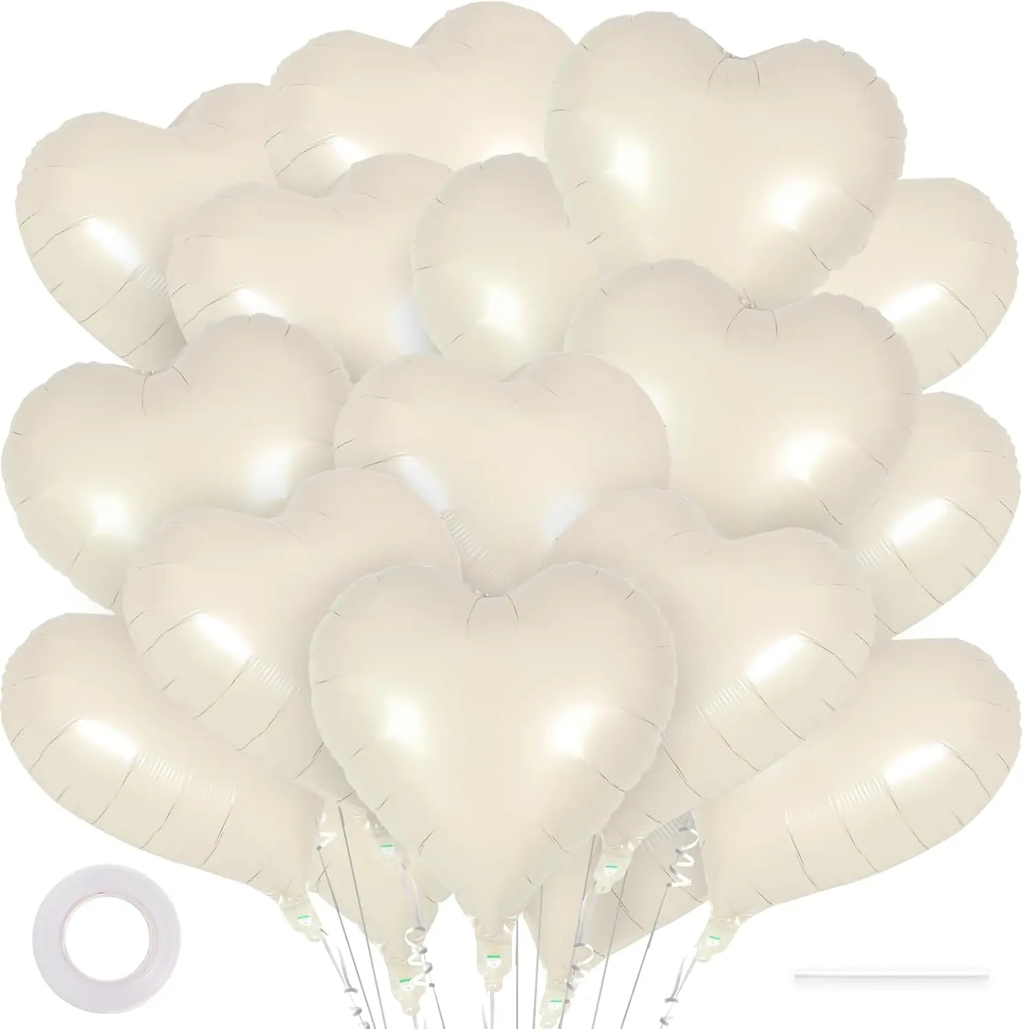 24 count Cream Heart Balloons,18 inch Heart Shape Foil Balloons Love Balloons Valentine Balloons for Birthday Party Wedding Engagement Party  Shower Valentine Day Decorations (Cream)